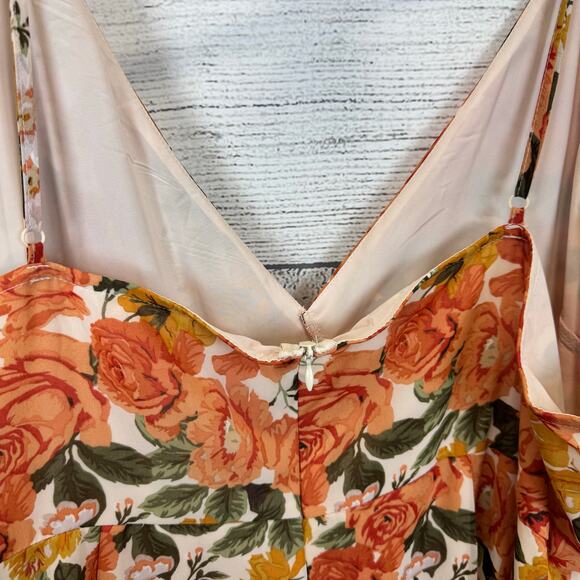 Shein Curve Plus Size Fall Orange Yellow Sleeveless Ruffle Midi Dress Size 4XL - Picture 5 of 7